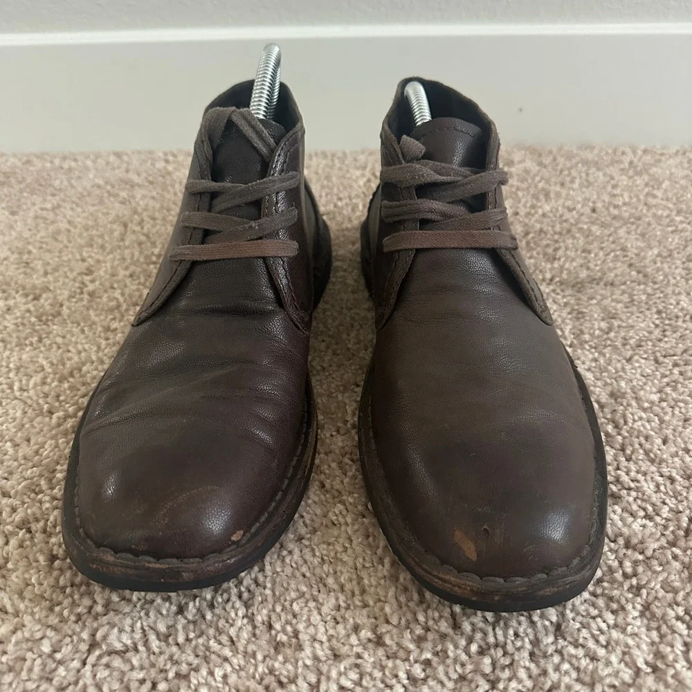 John Varvatos Chukka Boots Mens 9.5 Brown Leather Lace Up F505K48 Q683